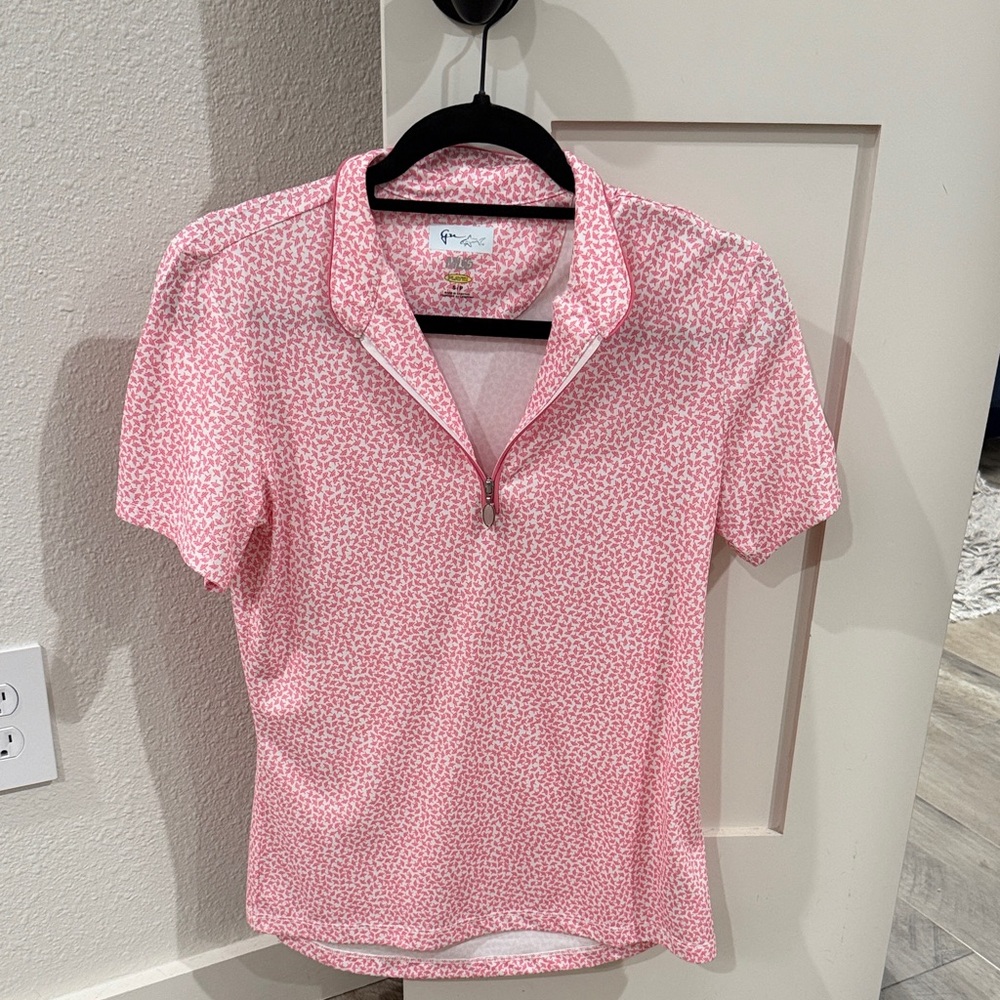 Greg Norman Collection Pink Patterned Women's Golf Shirt